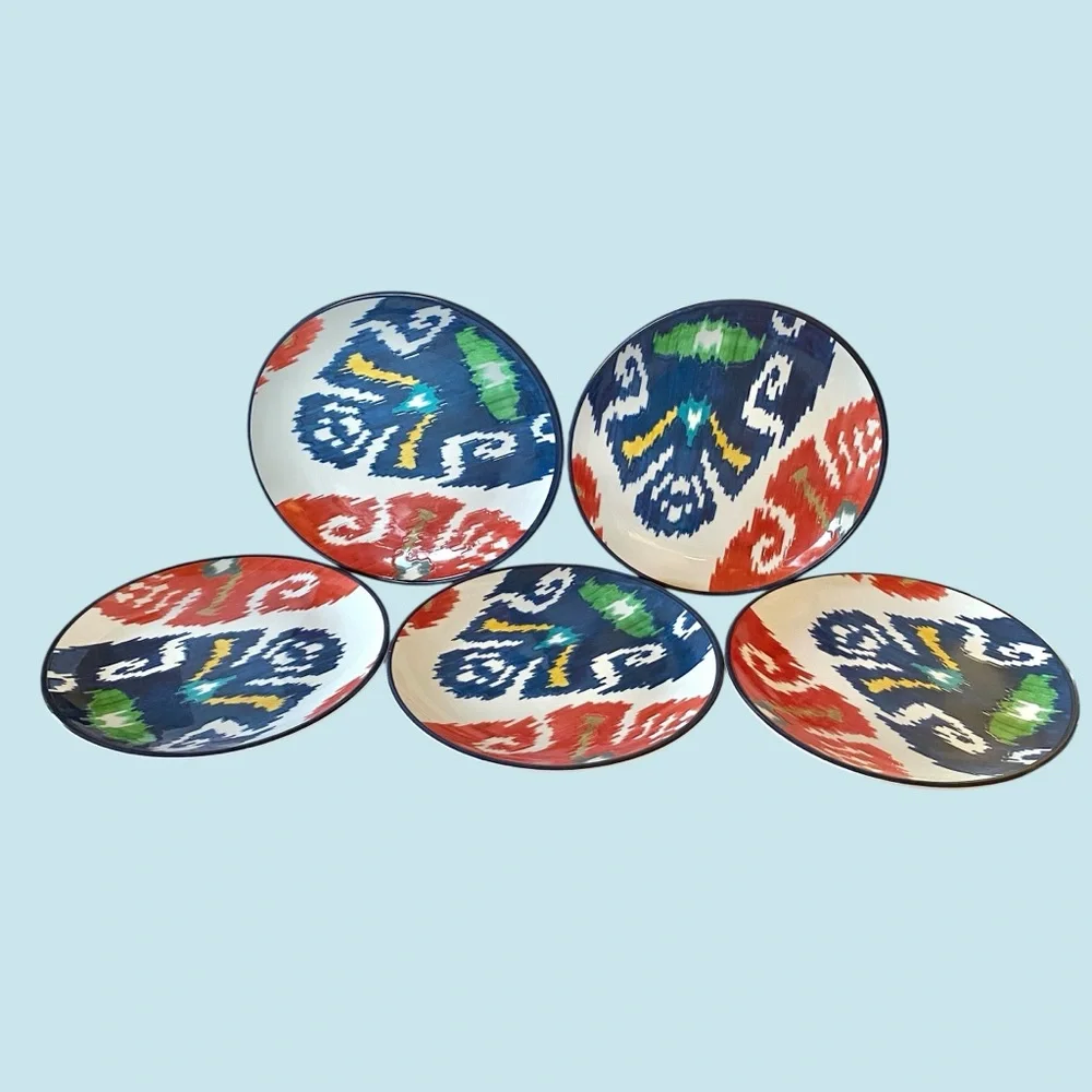 Williams Sonoma Schumacher Ikat Melamine Dinner Plates Set of 5